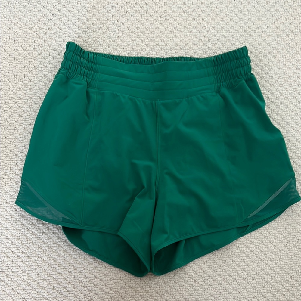 Lululemon Athletica High Waisted 4” Hotty Hot Kelly Green Athletic Shorts
